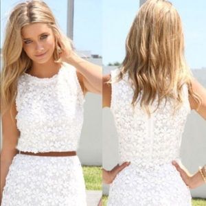 White floral short sleeveless dress
